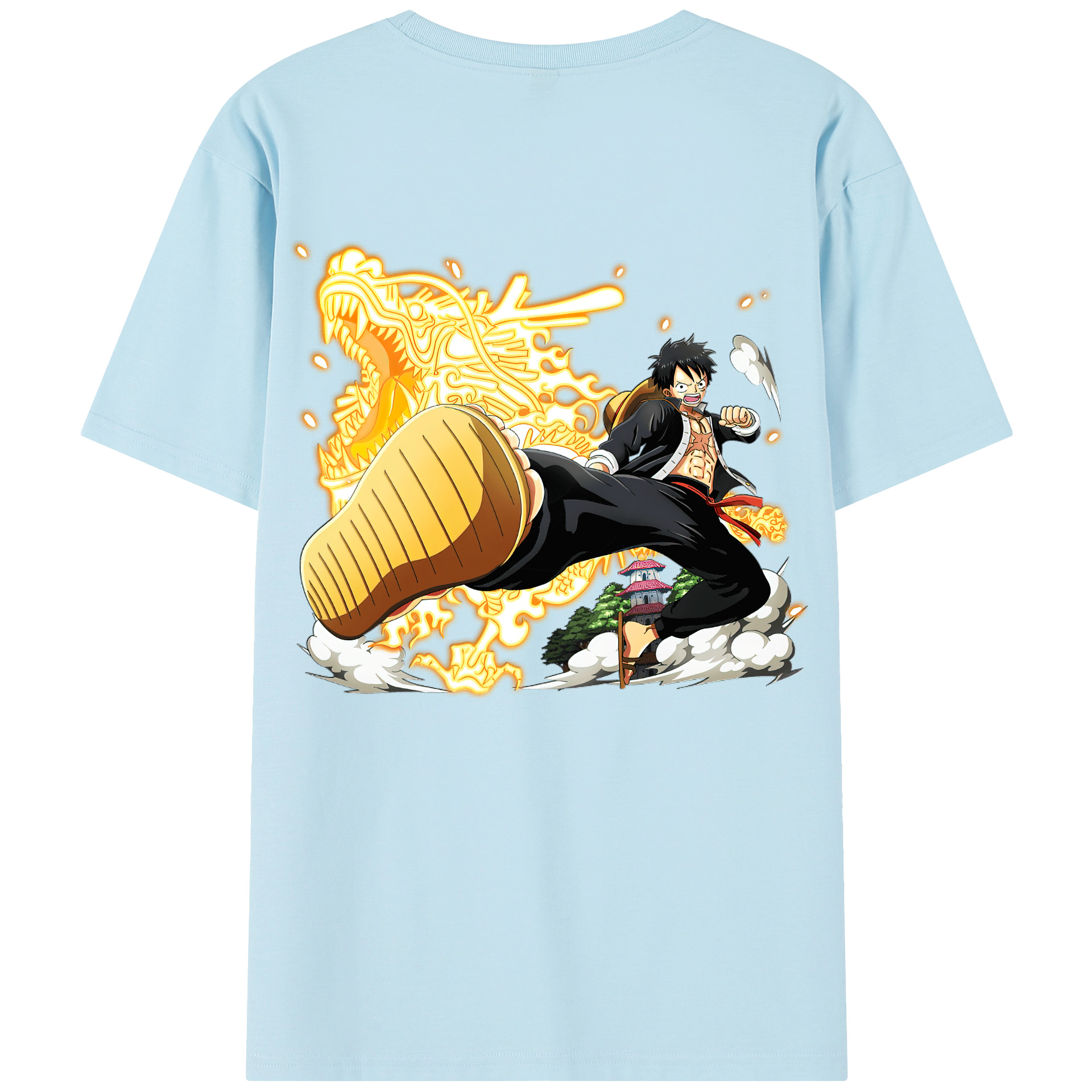 ワンピース モンキー・D・ルフィ ONE PIECE Monkey D. Luffy 綿100％半袖Tシャツ（背面プリント）